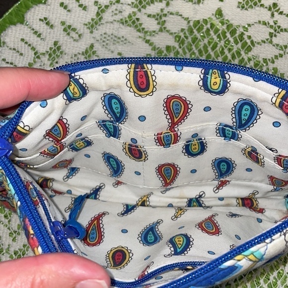 Vera Bradley women’s clutch wristlet paisley pattern maritime blue white mini - Picture 4 of 8